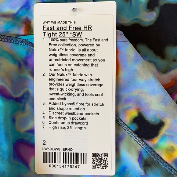 ❤️ Lululemon SeaWheeze Fast and Free High-Rise Tight 25" in Euphoria Multi NWT - Picture 3 of 5